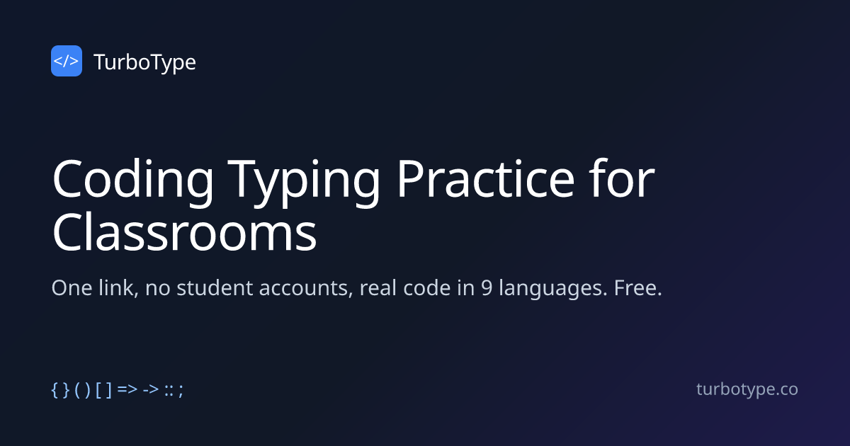 Coding Typing Practice for Classrooms | TurboType
